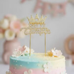 Cake Topper METAL CON STRASS DORADO CORONA  FELIZ CUMPLEAÑOS