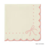 Servilleta Premium Scallop Moño Rosa Coquette Tissue 33x33 Trae 20 Unidades.