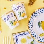 Vasos  Polipapel DOLCE VITA LIMONES Con Stamping Dorado x 8 Unidades
