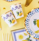Vasos  Polipapel DOLCE VITA LIMONES Con Stamping Dorado x 8 Unidades