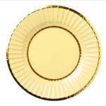 Plato Polipapel Doble Borde Amarillo Patel Stamping Dorado 18cm. x 10 Unidades.
