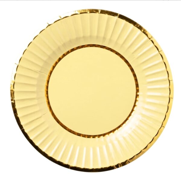 Plato Polipapel Doble Borde Amarillo Patel Stamping Dorado 18cm. x 10 Unidades.