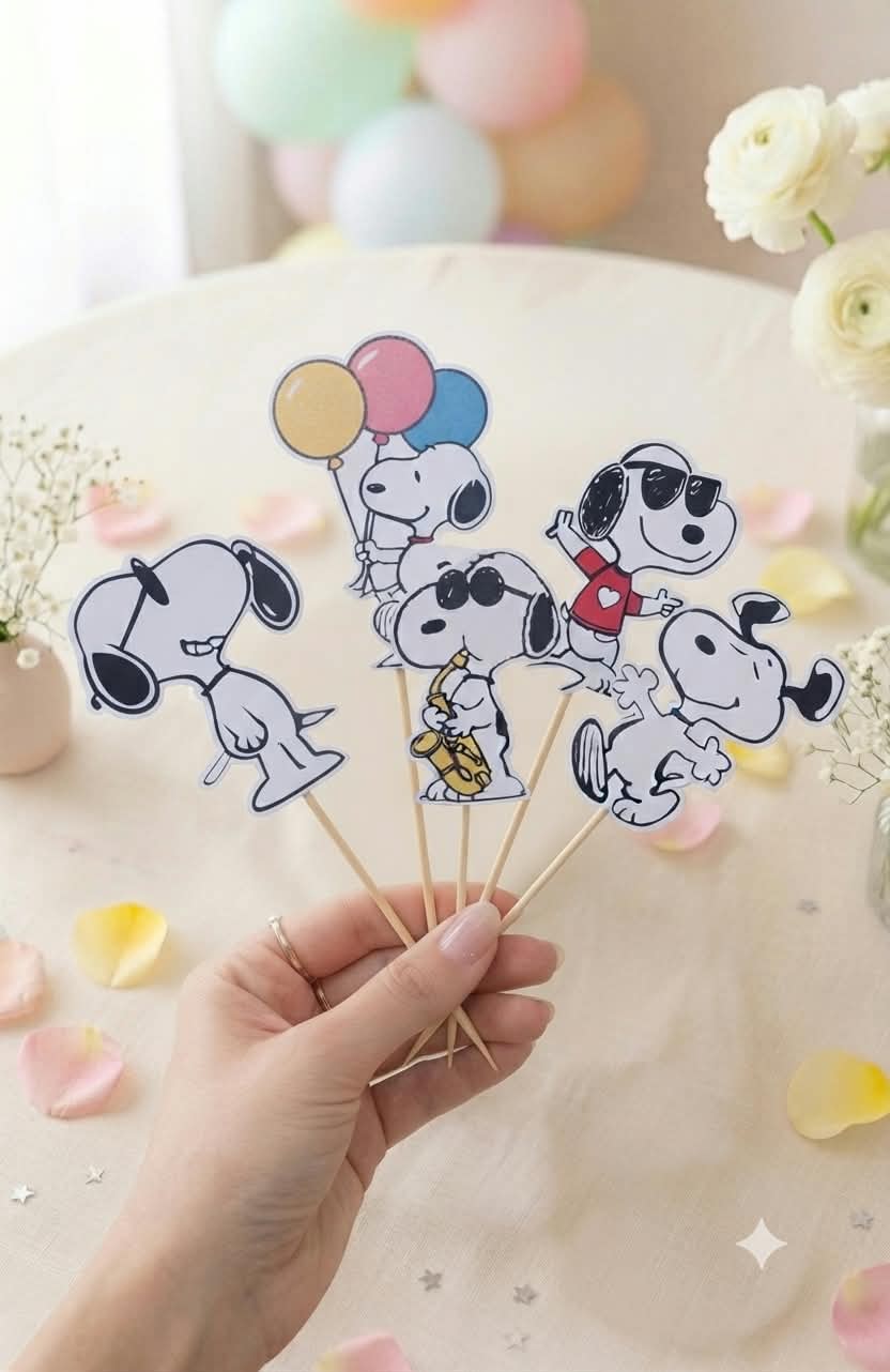 WhatsApp Image 2026-08-29 at 16.28.39 Toppers SNOOPY x 5 Modelo Con Globito - Imagen 1