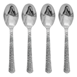 Cucharitas Plastico Metalizadas Plateadas Labradas x 10 Unidades.