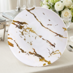 Platos PREMIUN LUJO MODELO MILAN . De Plastico Resistente Reutilizable con Stamping x 10. Diametro 23 cm.