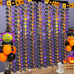 Cortina Metalizada Tricolor HALLOWEEN:  CALABAZAS