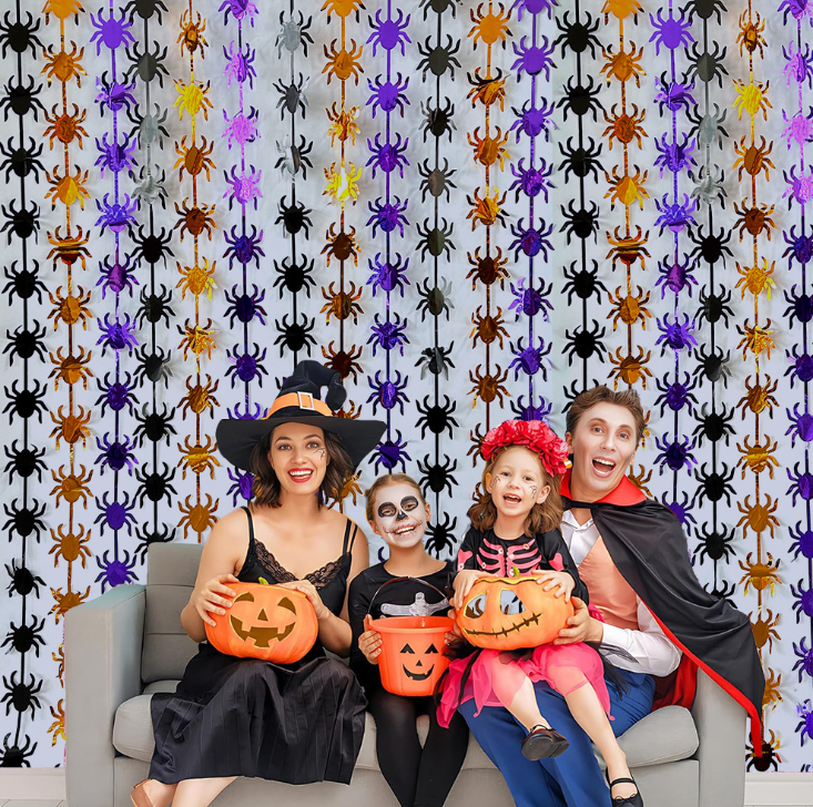 A751285e1131a4f248360d372671c84daE Cortina Metalizada Tricolor HALLOWEEN: ARAÑAS - Imagen 1