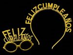 Set de Vincha + Anteojo FELIZ CUMPLEAÑOS DORADO - Imagen 3