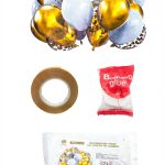 Set de Globos 50 Piezas: Perlados Chromos  Confetti  y Cinta Link: DORADO Y BLANCO