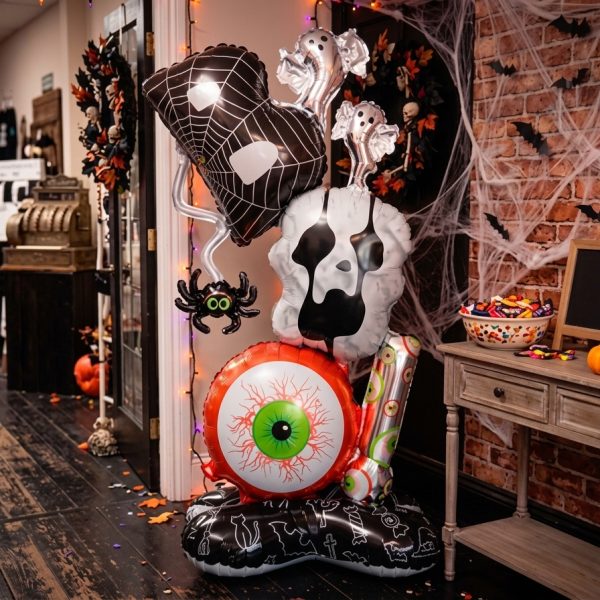 Globos XL  Halloween : BOO HALLOWEEN CON BASE. Mide 1.2 mts.