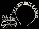 Set de Vincha + Anteojo FELIZ CUMPLEAÑOS PLATEADO - Imagen 2