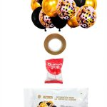 Set de Globos 50 Piezas: Perlados Chromos  Confetti  y Cinta Link: DORADO Y NEGRO