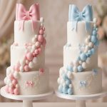 Cake Topper Set COQUETTE Moño con Esferas: Rosas o Celestes. 36 Piezas.