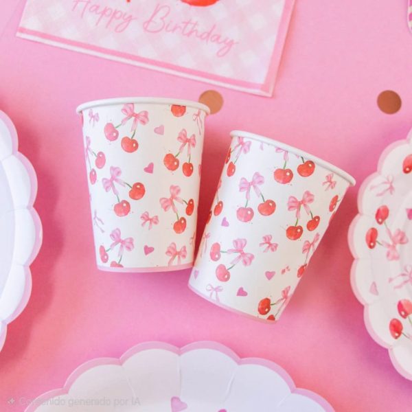 Vaso Polipapel  CHERRY MOÑO COQUETTE X 10 Unidades
