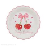 Bandeja o Plato Grande  Polipapel  CHERRY MOÑO COQUETTE X 10 Unidades 23 cm Diametro