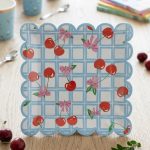 Bandeja o Plato Grande  Polipapel  CHERRY PICNIC CUADRILLE X 8 Unidades 26X26 cm