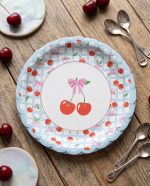 Plato  Polipapel  CHERRY PICNIC CUADRILLE X 8 Unidades 20 cm Diametro