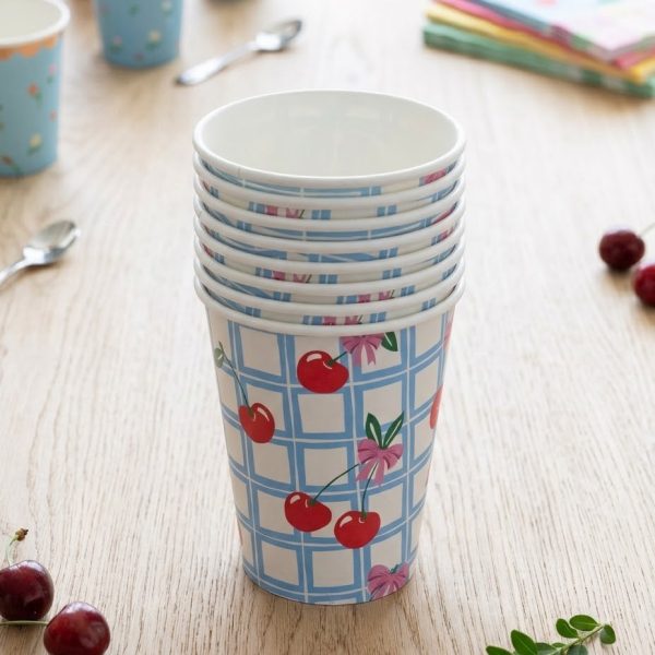 Vaso Polipapel  CHERRY PICNIC CUADRILLE X 8 Unidades