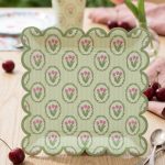 Bandeja o Plato Grande  Polipapel  JARDIN DE TULIPANES  X 8 Unidades 26X26 cm