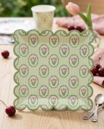 Bandeja o Plato Grande  Polipapel  JARDIN DE TULIPANES  X 8 Unidades 26X26 cm