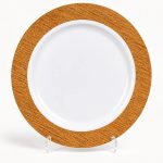Platos PREMIUN LUJO MODELO OSLO SIMIL MADERA. De Plastico Resistente Reutilizable con Stamping x 10. Diametro 19 cm.