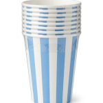 Vasos Polipapel RAYADO CELESTE. x8 Unidades.