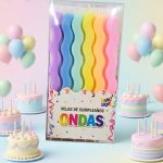 Velas Ondas ZIZ ZAG Pasteles x 6 Con Portavelas.
