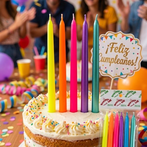 Set Velas Perladas Gruesas Fluor Multicolor  x 6 Unidades