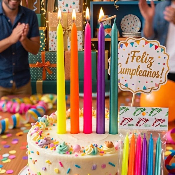 Set Velas Perladas FINAS Fluor Multicolor  x 6 Unidades