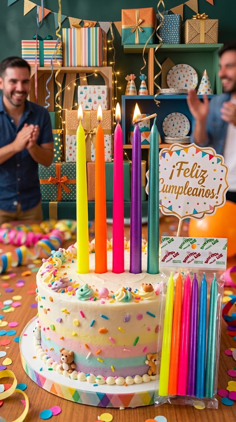 WhatsApp Image 2026-09-16 at 14.09.08 Set Velas Perladas FINAS Fluor Multicolor x 6 Unidades - Imagen 1