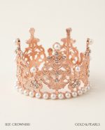Corona Mediana  de Metal GOLDROSE CON PERLAS Y STRASS. Aprox 8 cm Diametro - Imagen 2