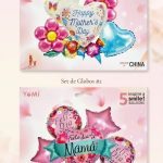 Set de Globos DIA DE LA MADRE.  4 Modelos. Traen 5 Globos Igual a las Fotos de los Modelos.