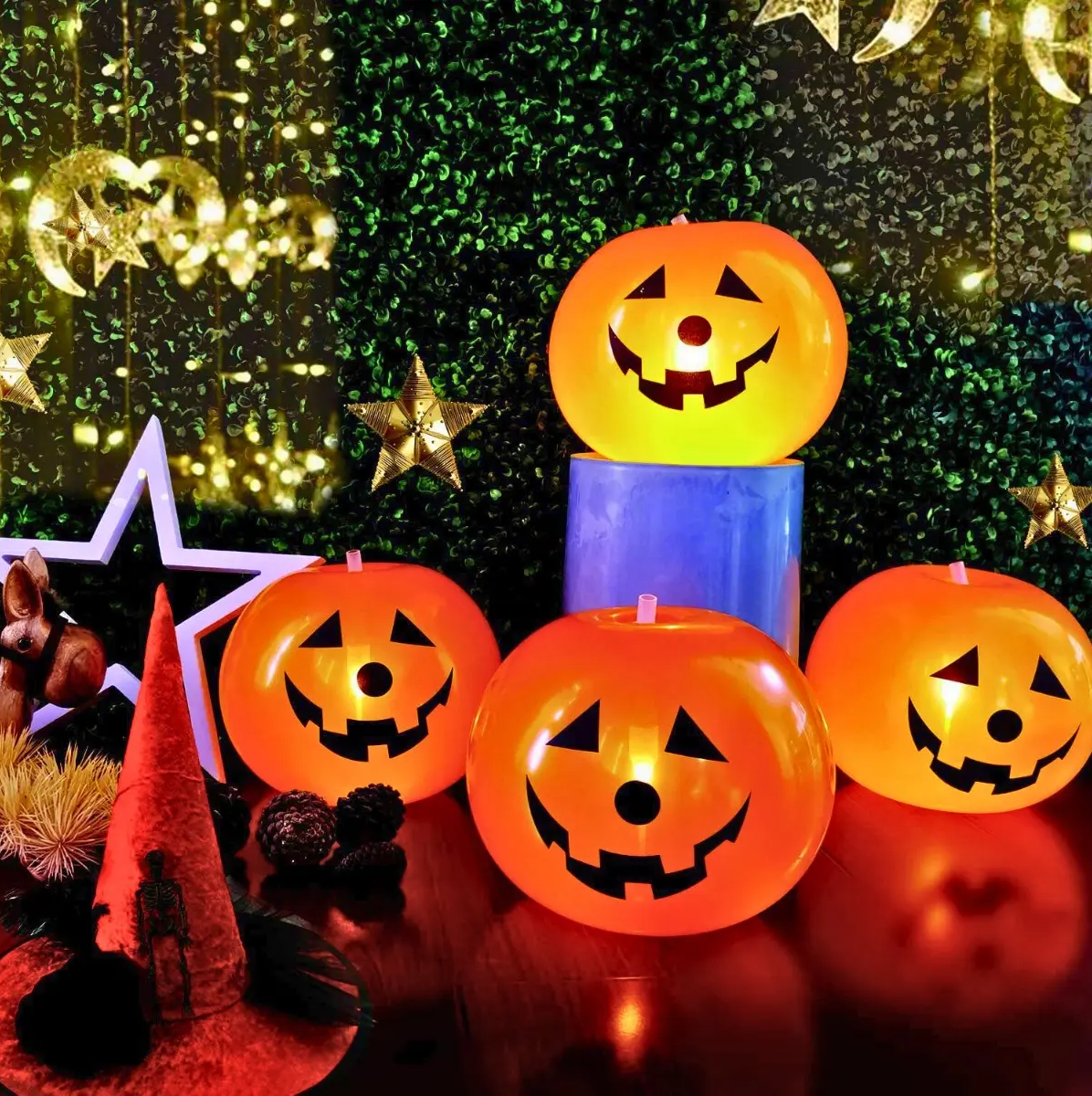halloween2 Globos Halloween CALABAZAS LUMINOSAS X 5 - Imagen 1