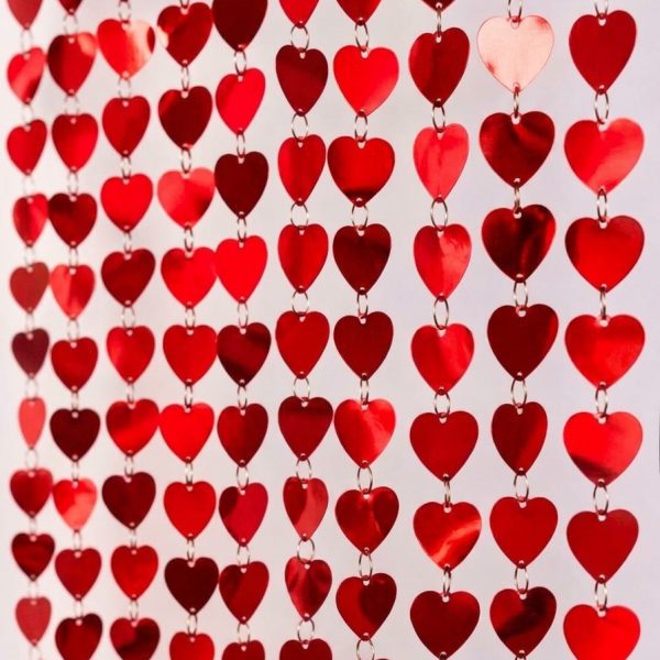 Packs de 10 Tiras de LENTEJUELAS ROJAS CORAZON   Para Armar Cortinas o Multiple Uso.