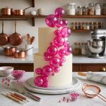 Cake Topper ESFERAS CRISTAL FUCSIA  x 6. Varias Medidas.