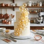 Cake Topper ESFERAS CRISTAL  DORADAS x 6. Varias Medidas.
