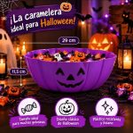 Bowl  de Plastico  Golosinera Halloween: CALABAZA. Viene en 3 Colores: Naranja Violeta o Negra. - Imagen 2