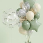 Set  DE GLOBOS COQUETTE  35PCS CORAZON/ESTRELLA VERDE DORADO