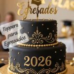 Topper  Acrilico Espejados  EGRESADOS CON BIRRETE ARRIBA  . Dorado o Plateado.