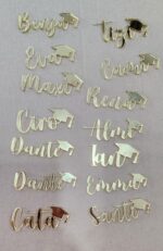 MiniToppersito Acrilico Espejados  EGRESADOS NOMBRE CON GORRITO. Dorado o Plateado. - Imagen 2