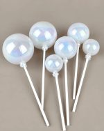 Cake Topper ESFERAS CRISTAL BLANCAS x 6. Varias Medidas. - Imagen 2