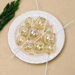 Cake Topper ESFERAS CRISTAL  DORADAS x 6. Varias Medidas. - Imagen 2