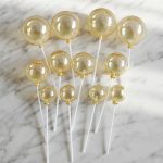 Cake Topper ESFERAS CRISTAL  DORADAS x 6. Varias Medidas. - Imagen 3