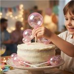 Cake Topper ESFERAS CRISTAL ROSAS x 6. Varias Medidas. - Imagen 3
