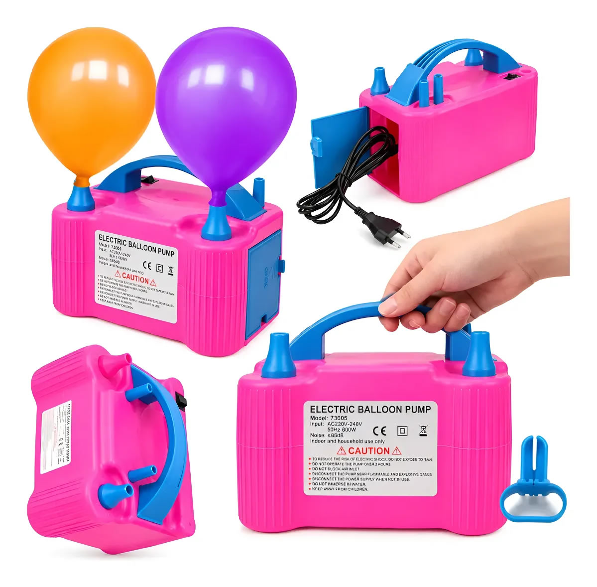 inflador electrico Inflador Electrico de Globos De Alta Presion con Doble Salida + Anudador de Globo - Imagen 1
